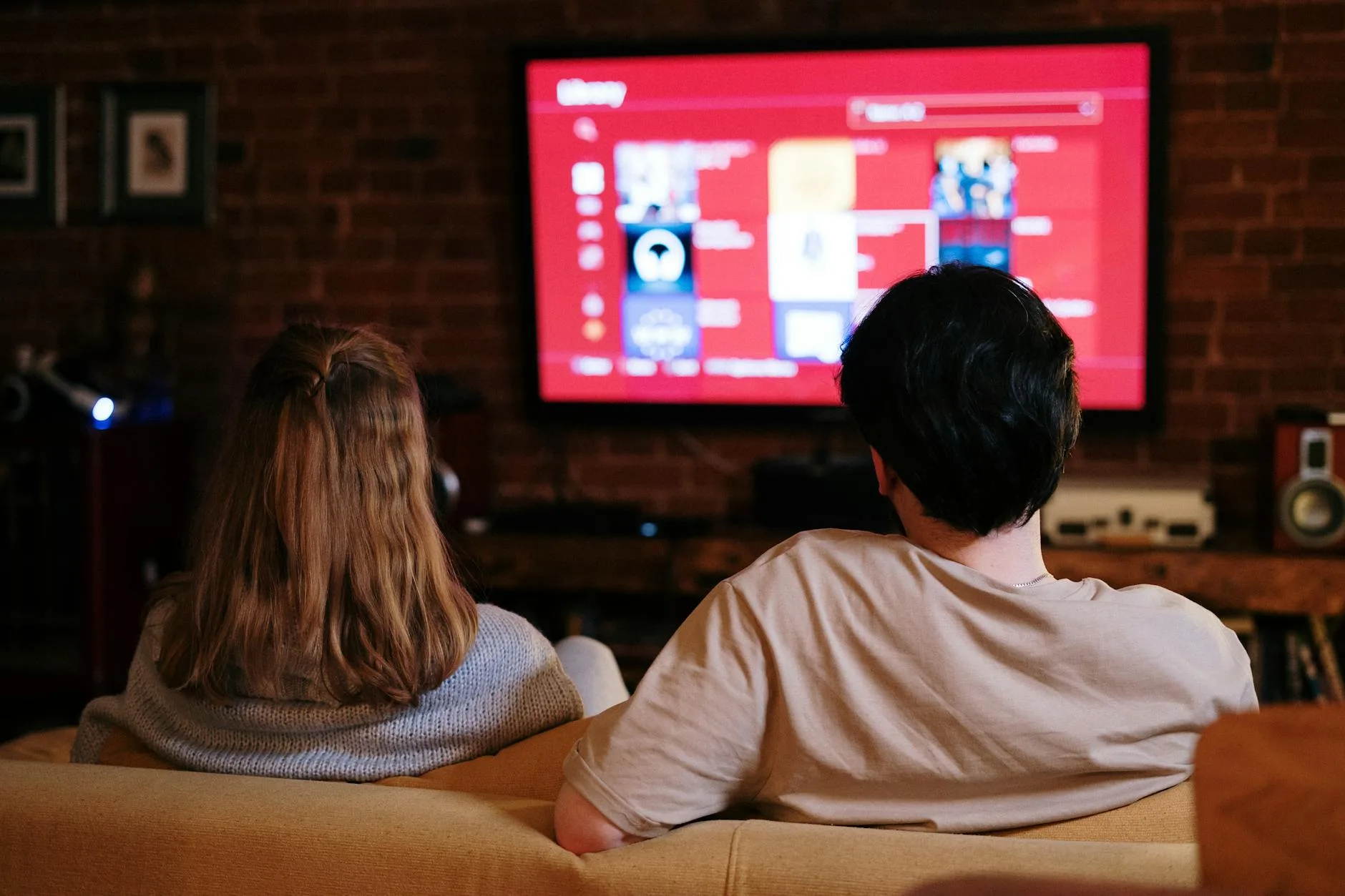 Cosy living room set up for home entertainment viewing