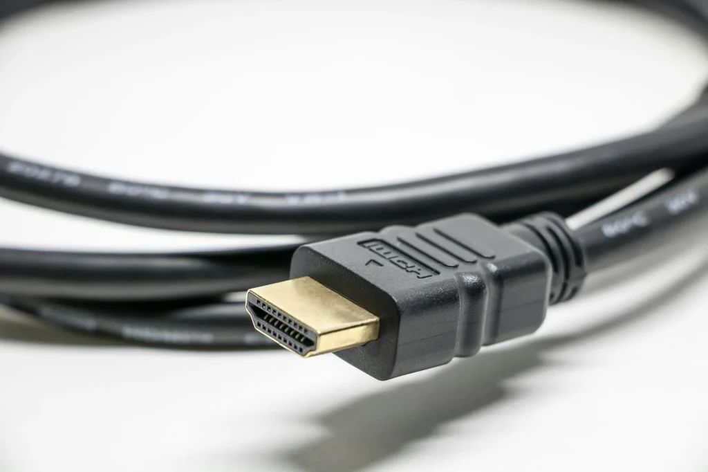 HDMI cable connector close-up with gold-plated tip
