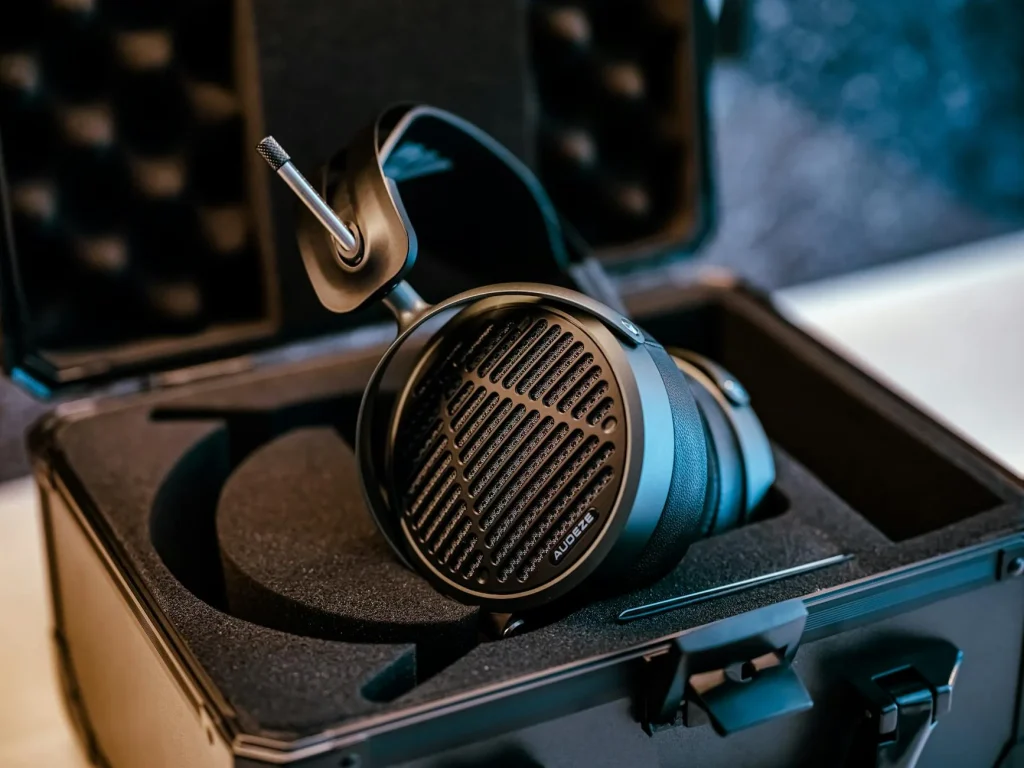 Person wearing high-quality headphones enjoying music
