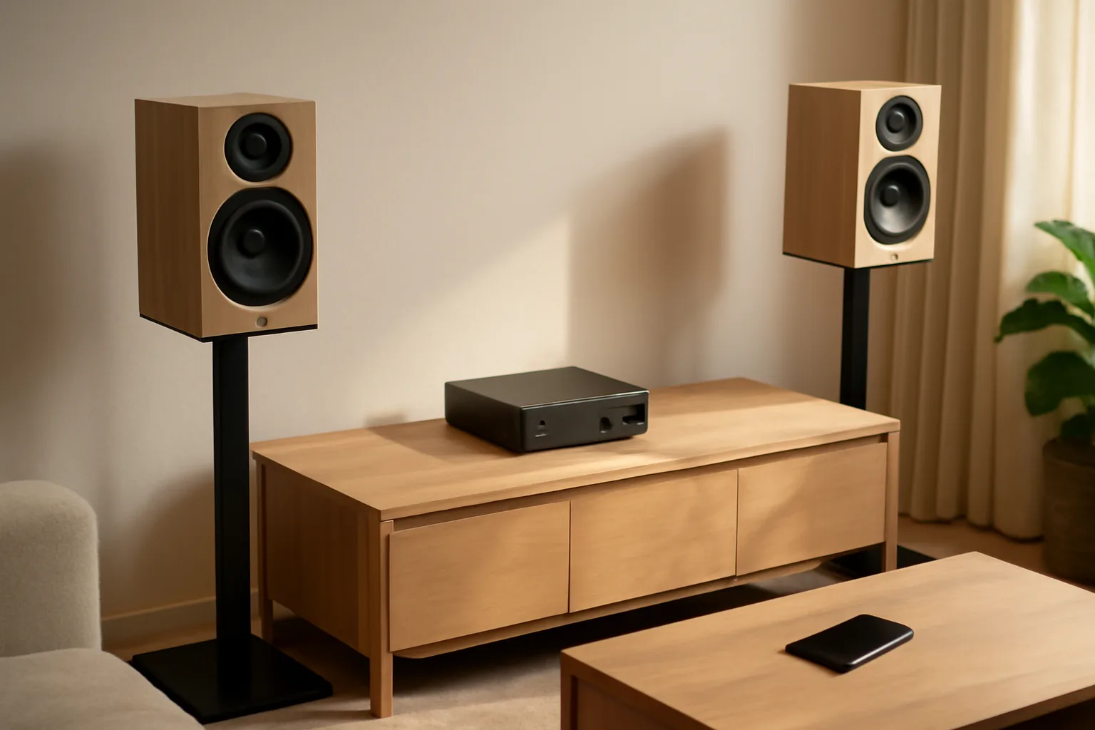 Bookshelf speakers and amplifier for digital music at home