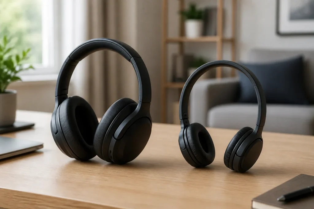 Over-ear and on-ear headphones compared side by side
