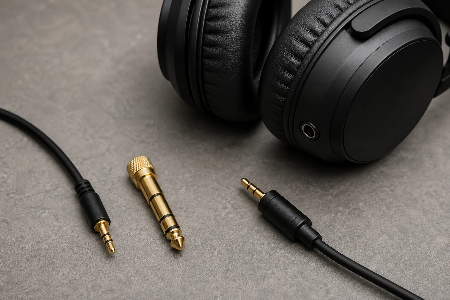 3.5mm and 6.35mm wired headphone connections and adapter