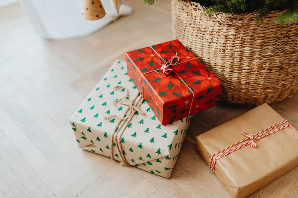 Wrapped audio gifts and headphones ready for Christmas